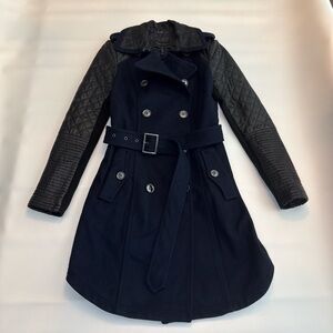 Women's Navy and Black Double-Breasted Coat